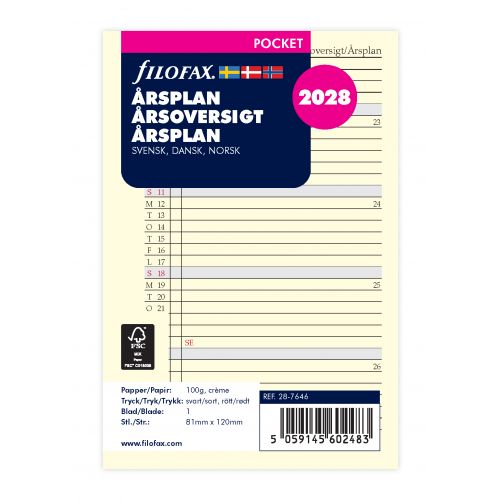 FILOFAX POCKET ÅRSPLAN 2028