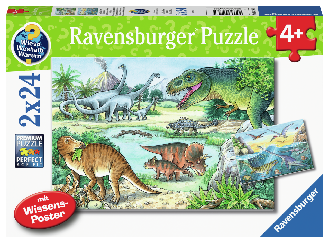 RAVENSBURGER DINOSAURLAND 2 X  24 BRIKKER