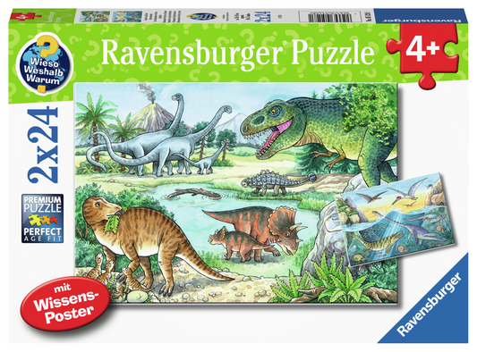 RAVENSBURGER DINOSAURLAND 2 X  24 BRIKKER