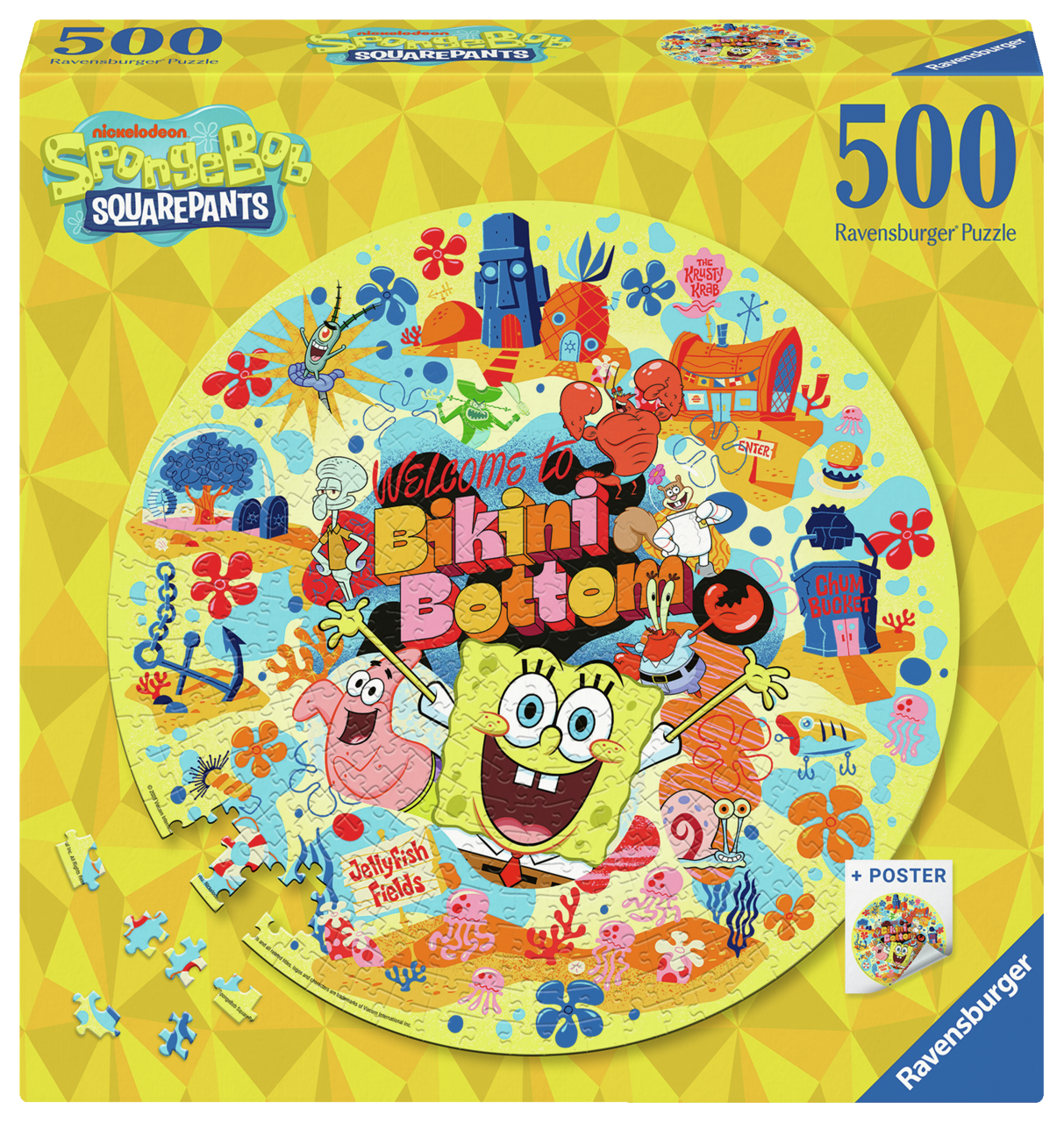 SPONGE BOB RUNDT PUSLESPIL 500 PCS.