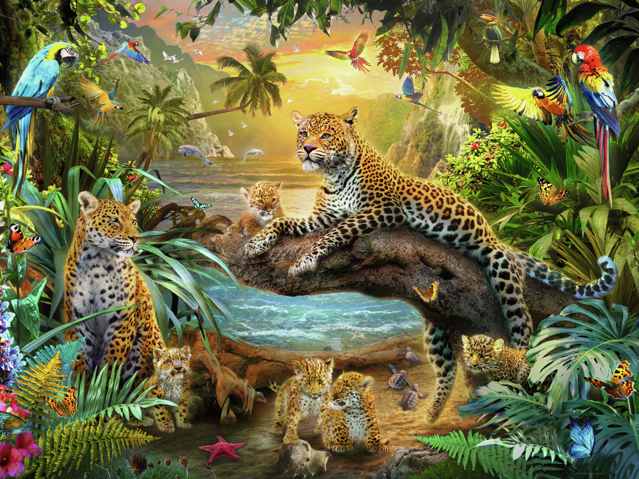 RAVENSBURGER LEOPARD FAMILY IN THE JUNGLE 1500BR