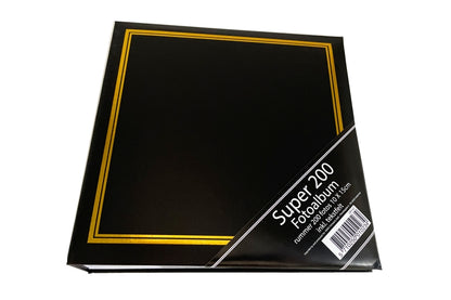 FOTOALBUM SUPER 200 SORT M GULDKANT