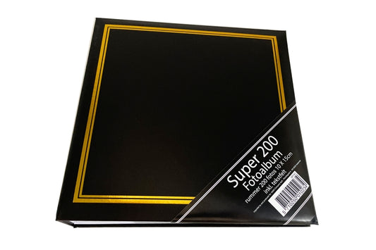 FOTOALBUM SUPER 200 SORT M GULDKANT